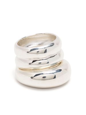 Agmes Domed Ridge double ring set - Silver