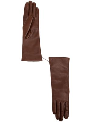 Agnelle Christina long leather gloves - Brown