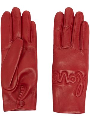 Agnelle decorative-stitching leather gloves - Red