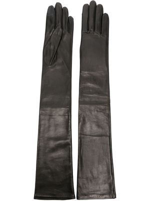 Agnelle Glamour long leather gloves - Black