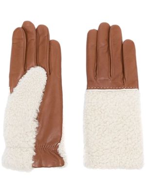 Agnelle leather shearling gloves - White