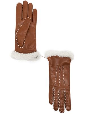 Agnelle Marie Louise shearling gloves - Brown