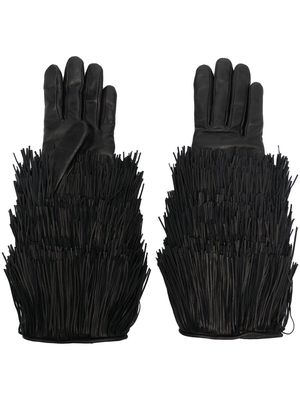Agnelle Zelda long-tassel leather gloves - Black
