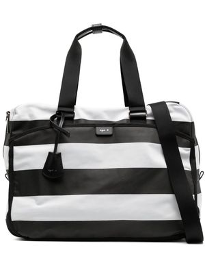 agnès b. Boston striped travel bag - Black