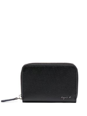 agnès b. calf leather zipped wallet - Black