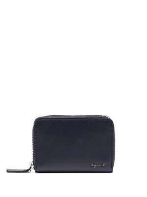 agnès b. calf leather zipped wallet - Blue