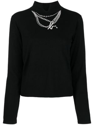 agnès b. chain-link embroidered knitted top - Black