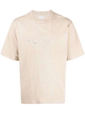 agnès b. Christof logo-stamp T-shirt - Brown