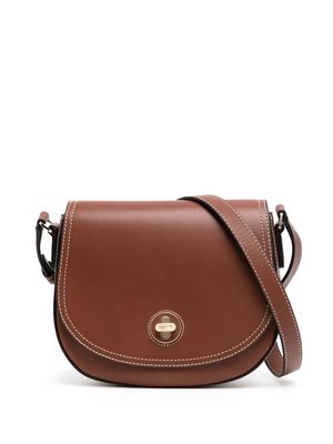 agnès b. contrast-stitching leather bag - Brown