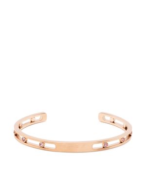 agnès b. crystal-embellishment stainless steel bracelet - Gold