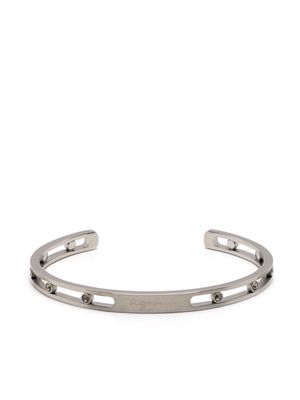 agnès b. crystal-embellishment stainless steel bracelet - Silver