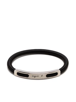 agnès b. engraved-logo rope bracelet - Black