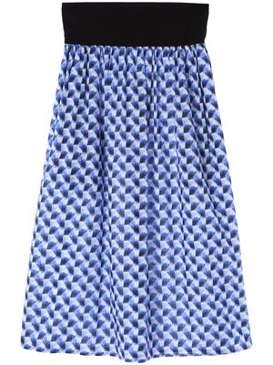 agnès b. geometric-pattern print cotton skirt - Blue