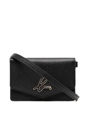 agnès b. grained-effect foldover wallet - Black
