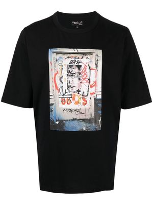 agnès b. graphic-print detail T-shirt - Black