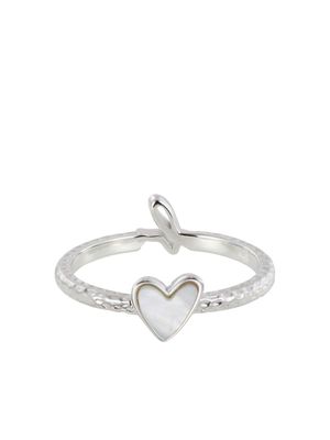 agnès b. heart-motif hammered ring - Silver