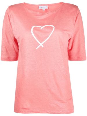 agnès b. heart-print linen T-shirt - Pink