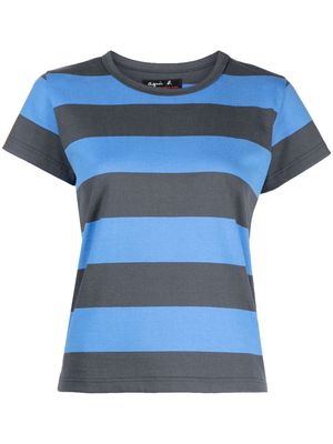 agnès b. horizontal-stripe cotton T-shirt - Blue