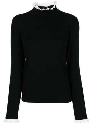 agnès b. lace-collar knitted top - Black