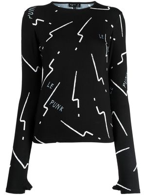 agnès b. lightning-bolt long-sleeve T-shirt - Black
