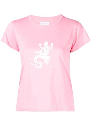 agnès b. lizard-print short-sleeve T-shirt - Pink