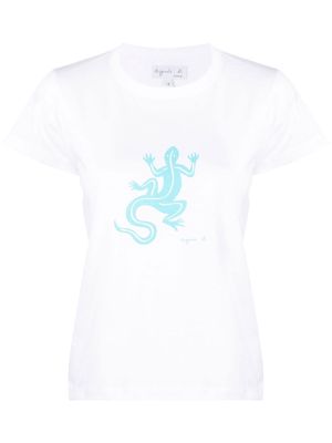 agnès b. lizard-print short-sleeve T-shirt - White