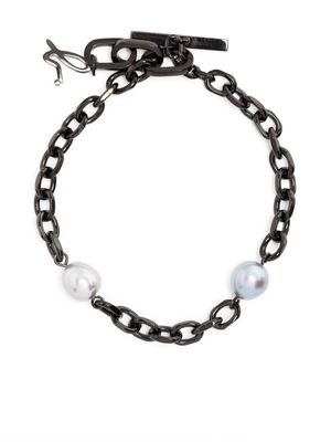 agnès b. logo-charm cable-link chain bracelet - Black