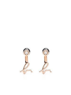 agnès b. logo-charm detail earrings - Gold