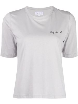 agnès b. logo crew-neck T-shirt - Grey