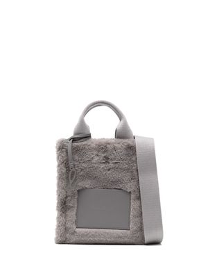agnès b. logo-debossed faux-fur crossbody bag - Grey
