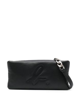 agnès b. logo-debossed leather crossbody bag - Black