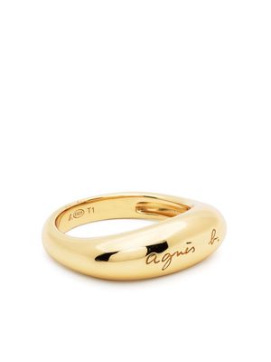 agnès b. logo-engraved asymmetric ring - Gold