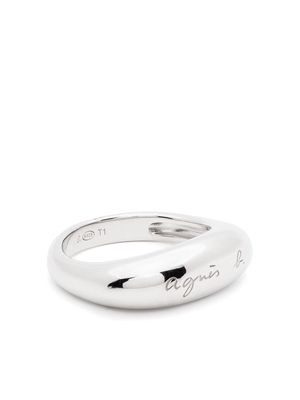 agnès b. logo-engraved asymmetric ring - Silver