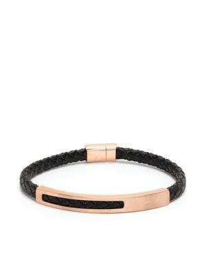 agnès b. logo-engraved braided-leather bracelet - Gold