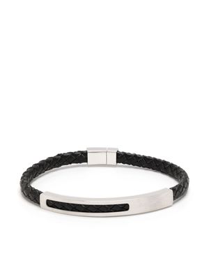 agnès b. logo-engraved braided-leather bracelet - Silver