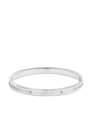 agnès b. logo-engraved stainless-steel bracelet - Silver