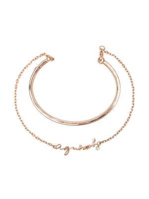 agnès b. logo-lettering bangle bracelet - Gold