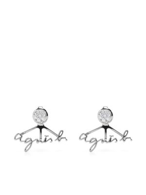 agnès b. logo-lettering earrings - Silver