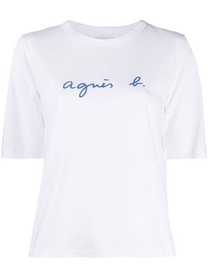 agnès b. logo-lettering print cotton T-shirt - White