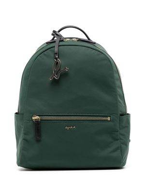 agnès b. logo-lettering two-tone backpack - Green