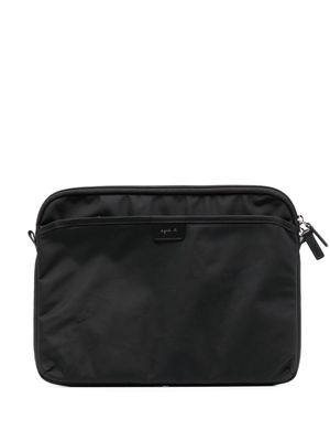 agnès b. logo-patch zipped laptop bag - Black
