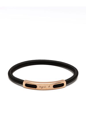 agnès b. logo plaque bracelet - Black
