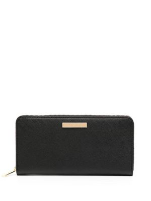 agnès b. logo-plaque calf leather purse - Black