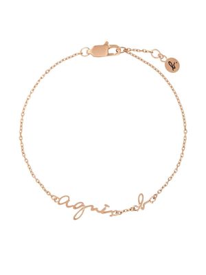 agnès b. logo-plaque gold-plated bracelet - Pink