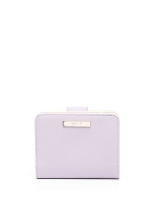 agnès b. logo-plaque leather purse - Purple