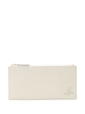 agnès b. logo-plaque leather purse - White