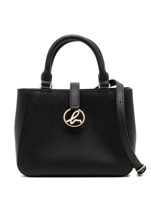 agnès b. logo-plaque leather tote bag - Black