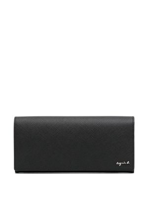 agnès b. logo-plaque leather wallet - Black