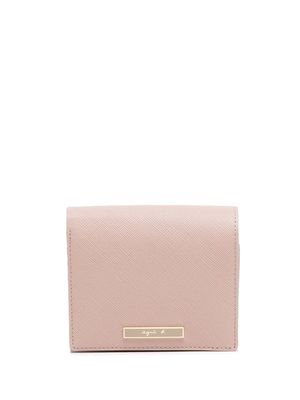 agnès b. logo-plaque leather wallet - Pink