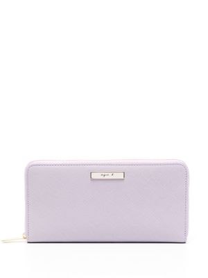 agnès b. logo-plaque zip-around leather wallet - Purple
